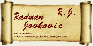 Radman Jovković vizit kartica